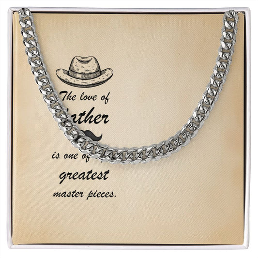 Message Card - The love of father is one of life's greatest masterpieces Dad Cuban Chain Necklace, Father Necklace Father's Day Gift, Christian Gift For Dad, Father Son Necklace - Serbachi