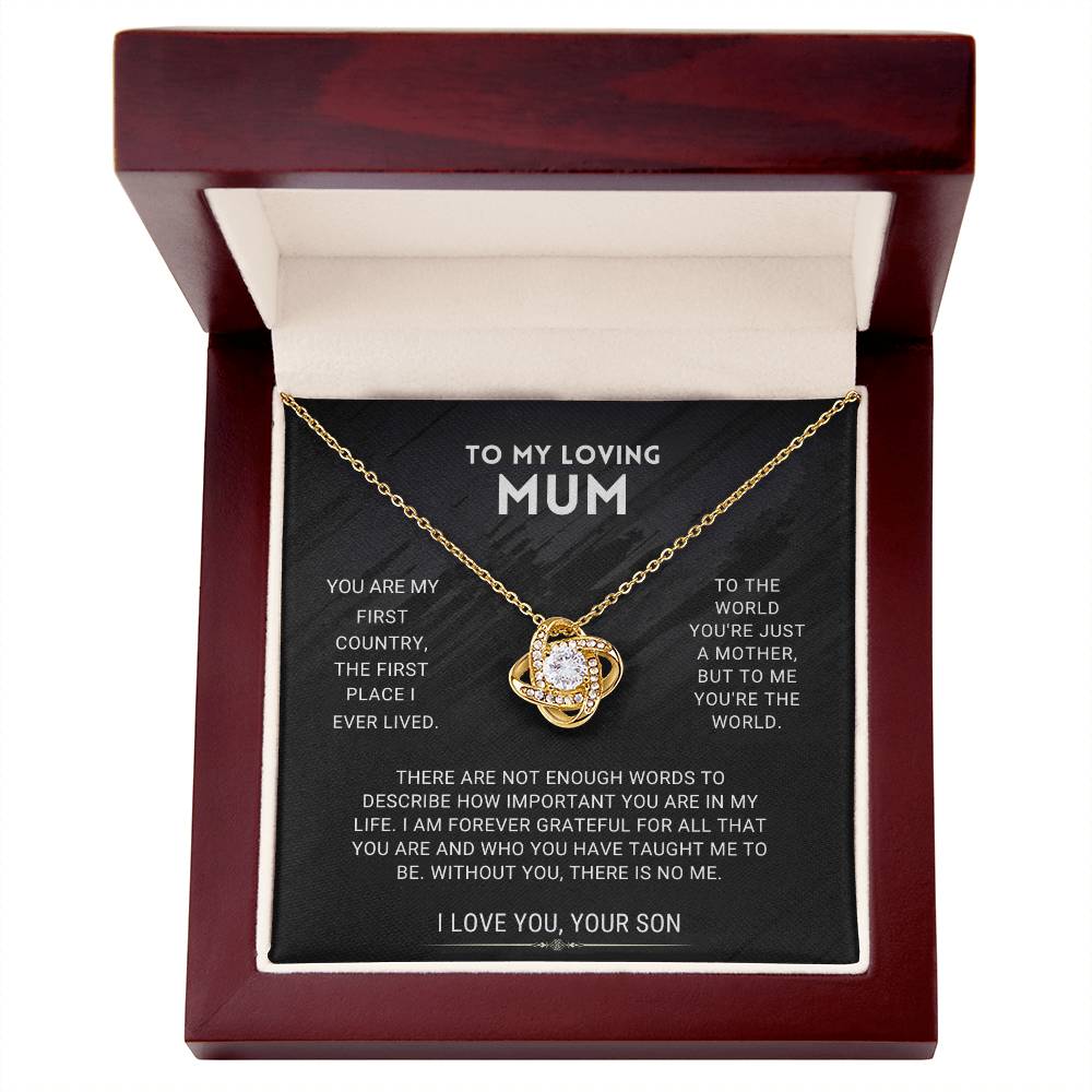 Mum - You're The World - Love Knot Necklace From Son - Serbachi