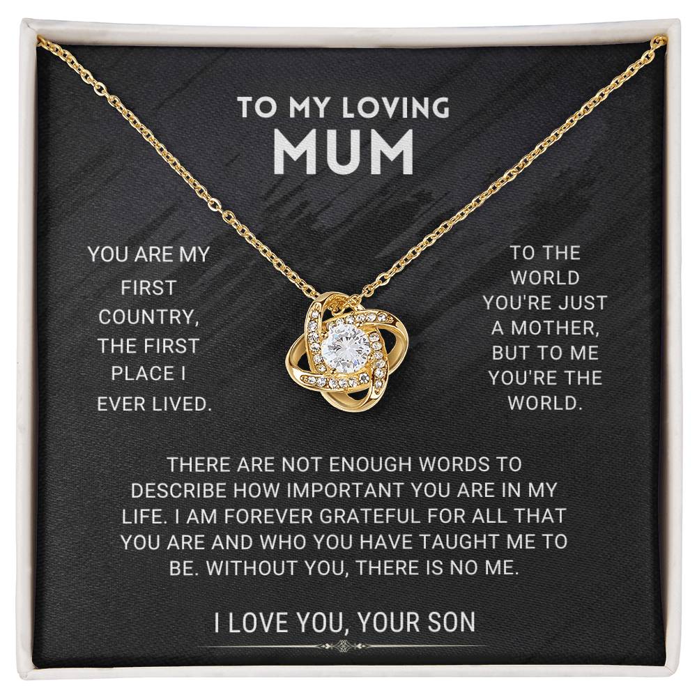 Mum - You're The World - Love Knot Necklace From Son - Serbachi