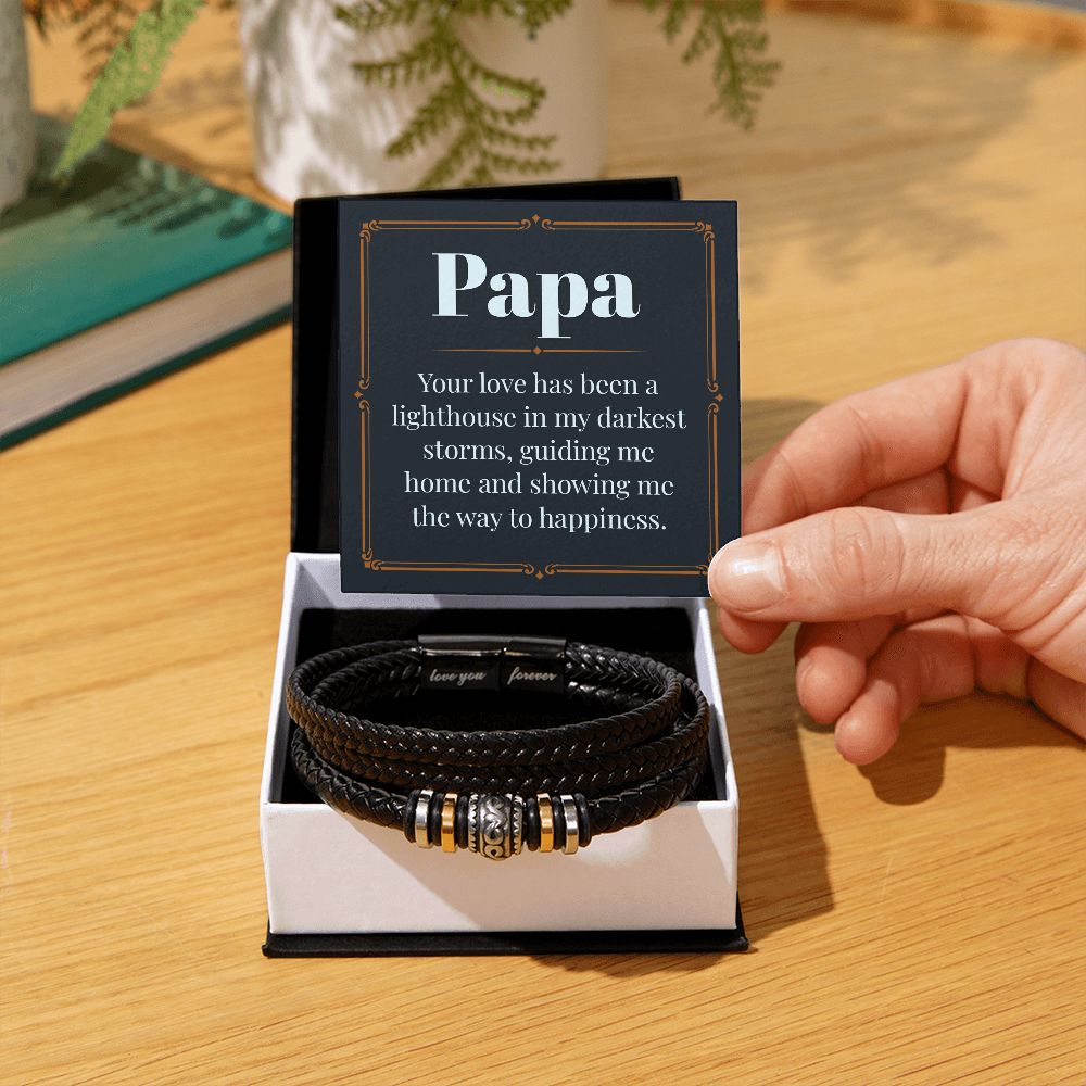 Papa-your love Dad Bracelet, Father Bracelet Father's Day Gift, Christian Gift For Dad, Father Son Leather Bracelet - Serbachi