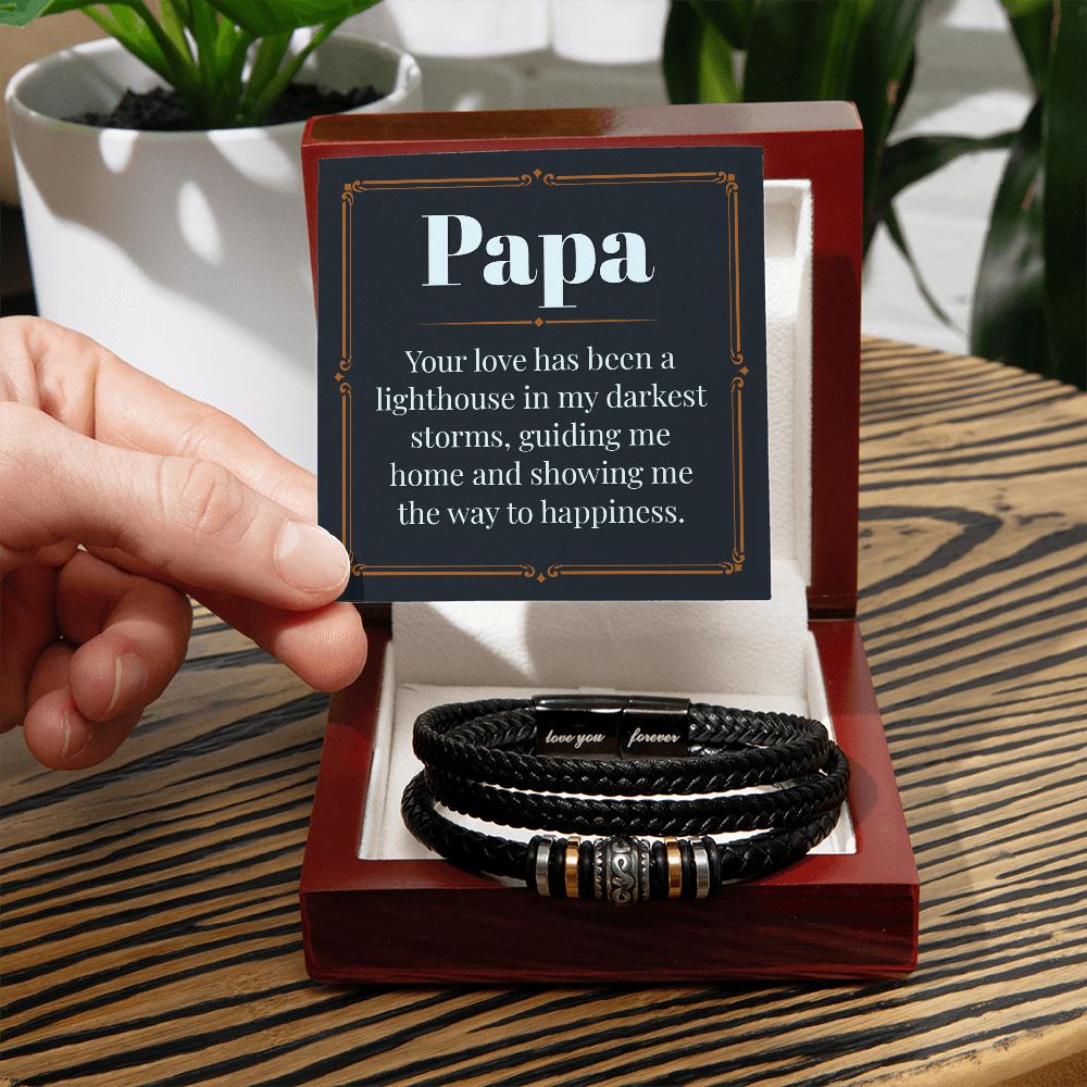 Papa-your love Dad Bracelet, Father Bracelet Father's Day Gift, Christian Gift For Dad, Father Son Leather Bracelet - Serbachi