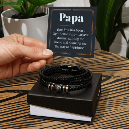 Papa-your love Dad Bracelet, Father Bracelet Father's Day Gift, Christian Gift For Dad, Father Son Leather Bracelet - Serbachi