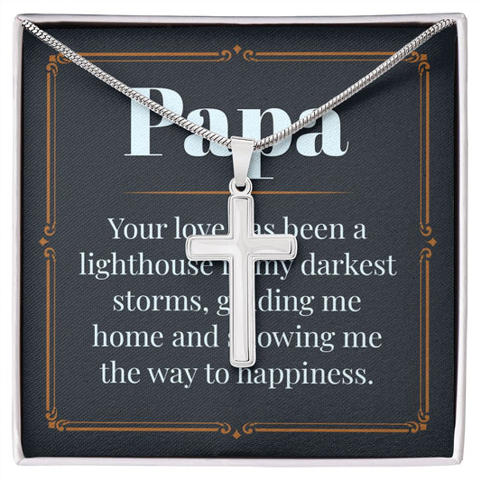 Papa-your love Dad Cross Necklace, Father Cross Necklace Father's Day Gift, Christian Gift For Dad, Father Son Cross Necklace - Serbachi