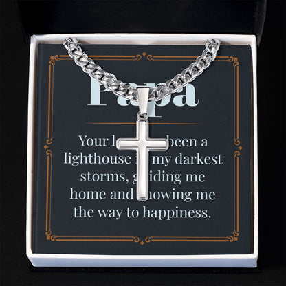 Papa-your love Dad Cross Necklace, Father Necklace Father's Day Gift, Christian Gift For Dad, Father Son Cross Necklace - Serbachi