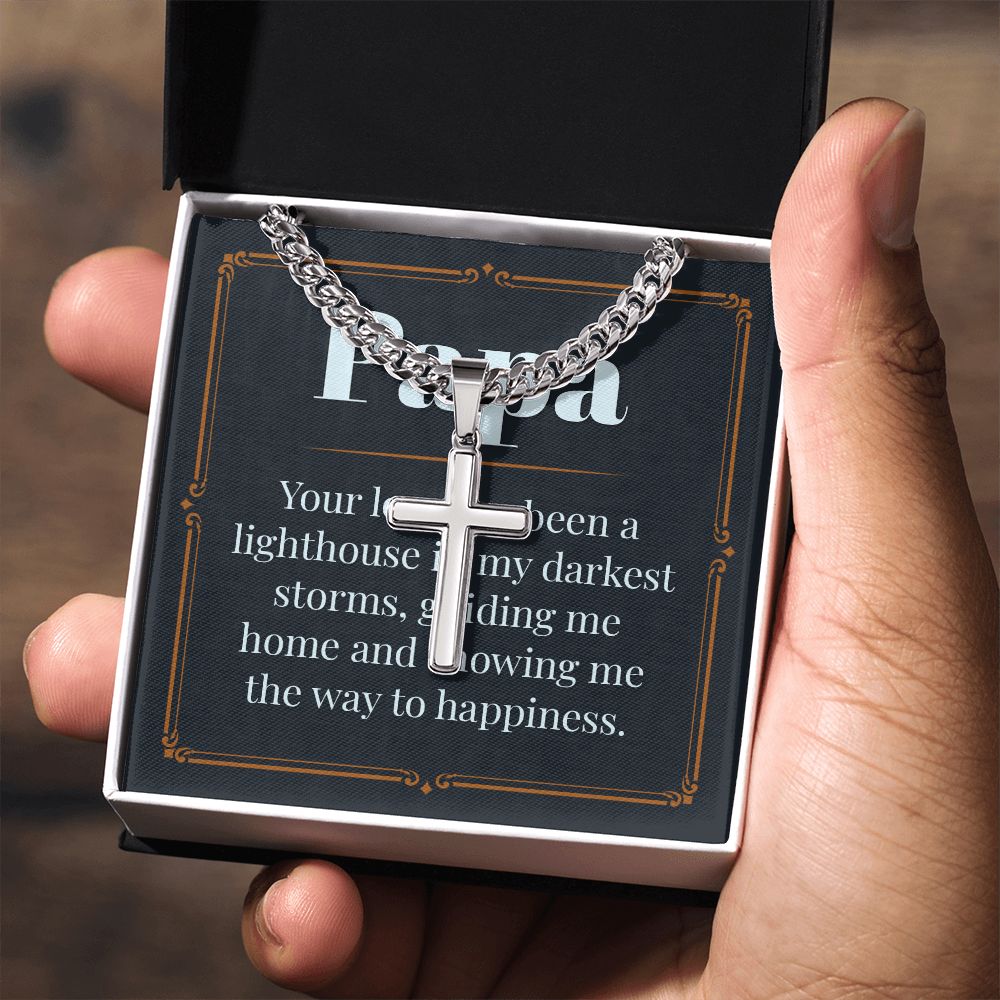 Papa-your love Dad Cross Necklace, Father Necklace Father's Day Gift, Christian Gift For Dad, Father Son Cross Necklace - Serbachi