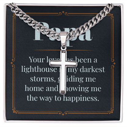 Papa-your love Dad Cross Necklace, Father Necklace Father's Day Gift, Christian Gift For Dad, Father Son Cross Necklace - Serbachi