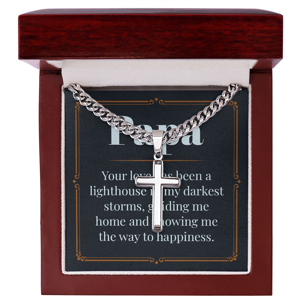 Papa-your love Dad Cross Necklace, Father Necklace Father's Day Gift, Christian Gift For Dad, Father Son Cross Necklace - Serbachi