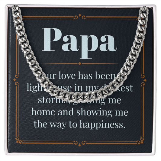 Papa-your love Dad Cuban Chain Necklace, Father Necklace Father's Day Gift, Christian Gift For Dad, Father Son Necklace - Serbachi