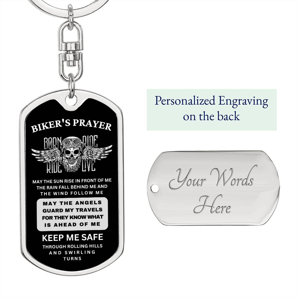 Personalized Biker's Prayer Keychain | Gift for Biker | Biker's Birthday Gift, Christmas Gift - Serbachi