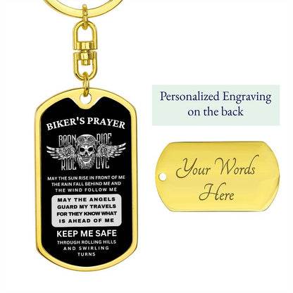 Personalized Biker's Prayer Keychain | Gift for Biker | Biker's Birthday Gift, Christmas Gift - Serbachi