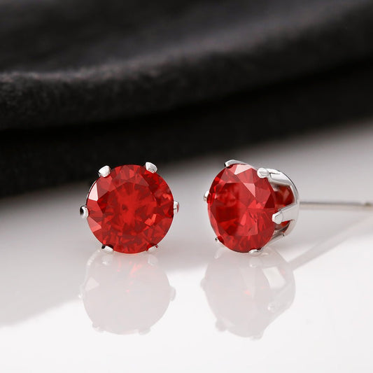 Red Cubic Zirconia Earrings - Serbachi