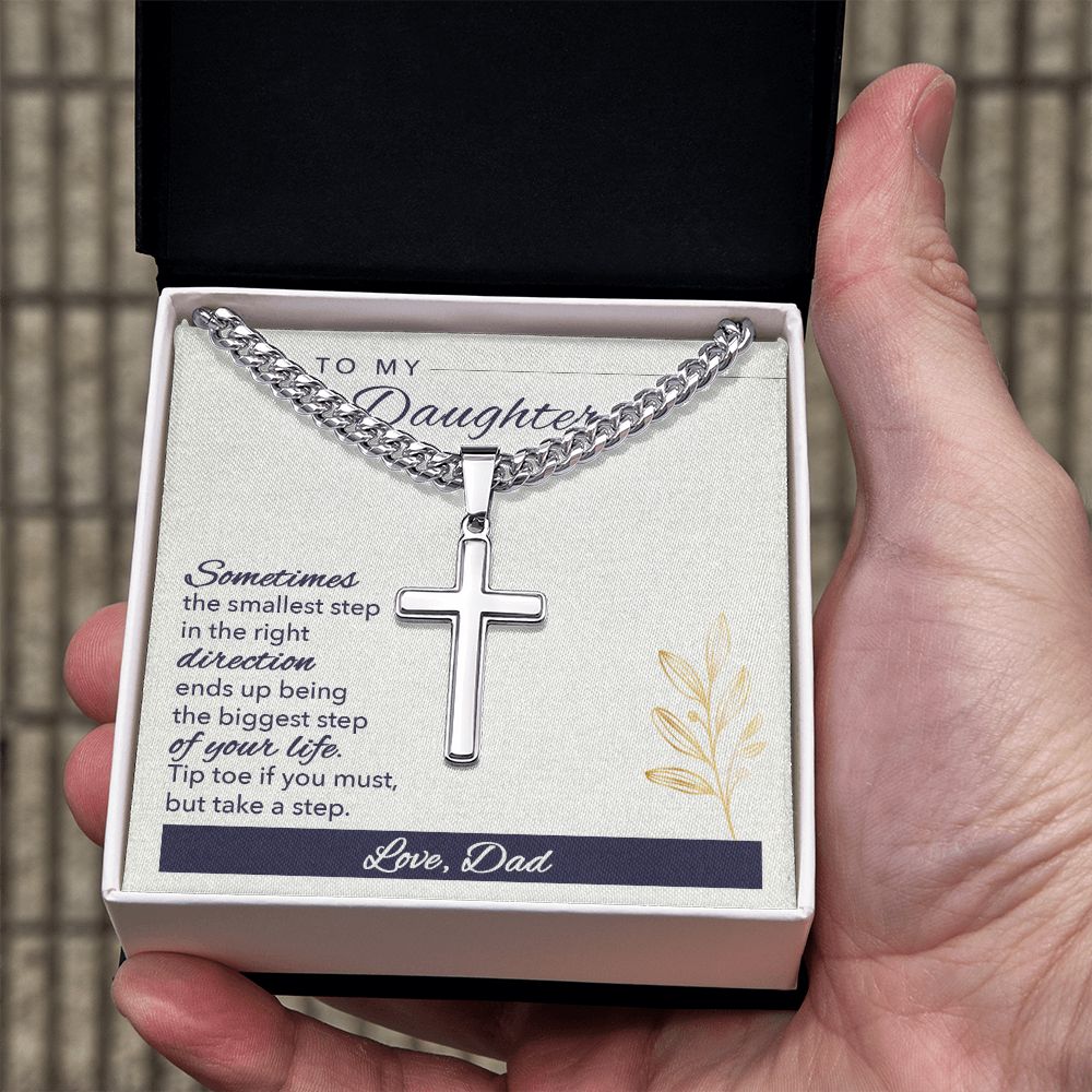 Sometimes Dad Cross Necklace, Father Necklace Father's Day Gift, Christian Gift For Dad, Father Son Cross Necklace - Serbachi