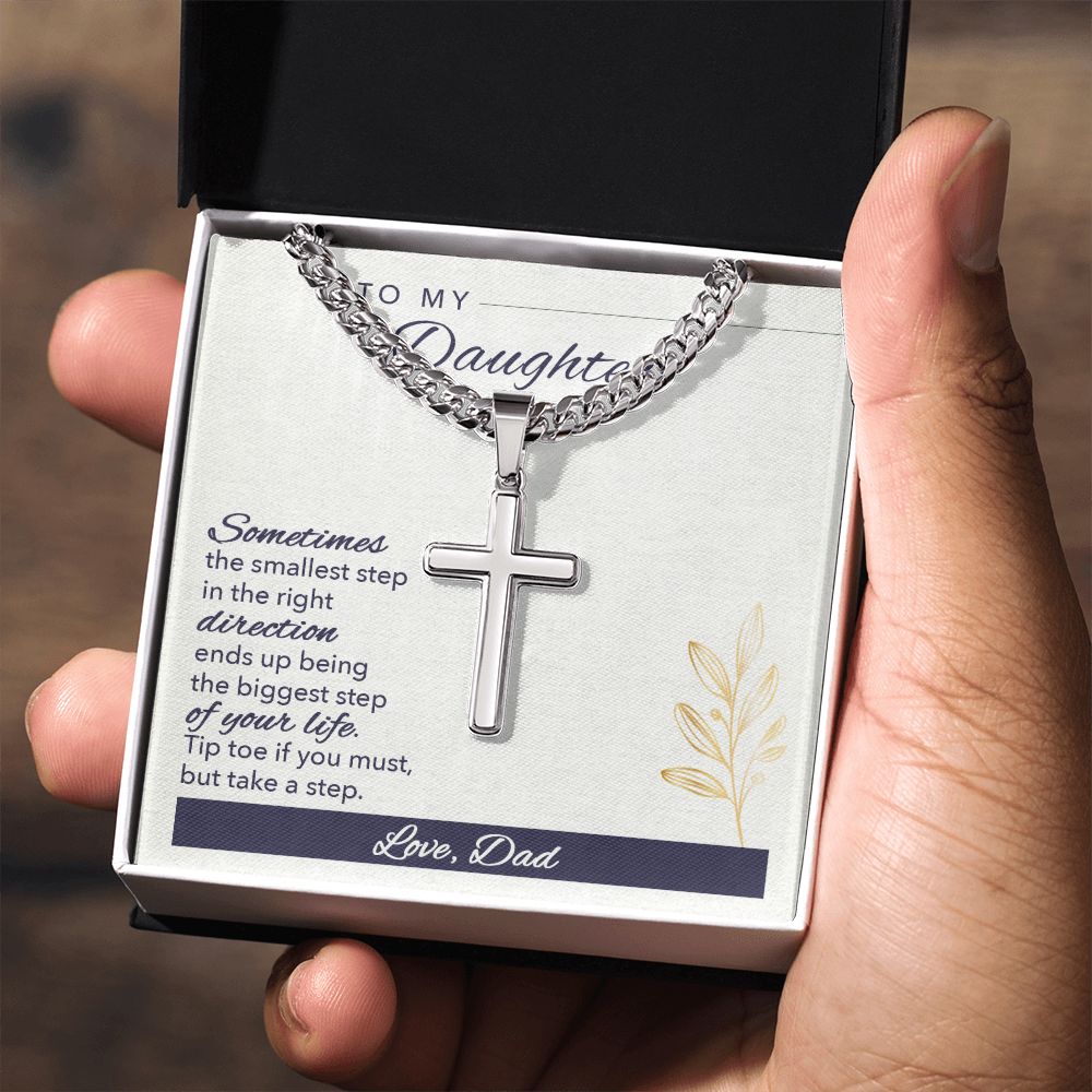 Sometimes Dad Cross Necklace, Father Necklace Father's Day Gift, Christian Gift For Dad, Father Son Cross Necklace - Serbachi