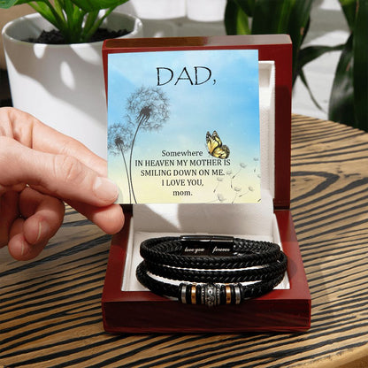 Somewhere in heaven Dad Bracelet, Father Bracelet Father's Day Gift, Christian Gift For Dad, Father Son Leather Bracelet - Serbachi