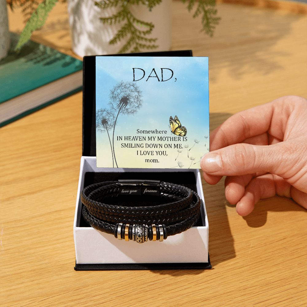 Somewhere in heaven Dad Bracelet, Father Bracelet Father's Day Gift, Christian Gift For Dad, Father Son Leather Bracelet - Serbachi