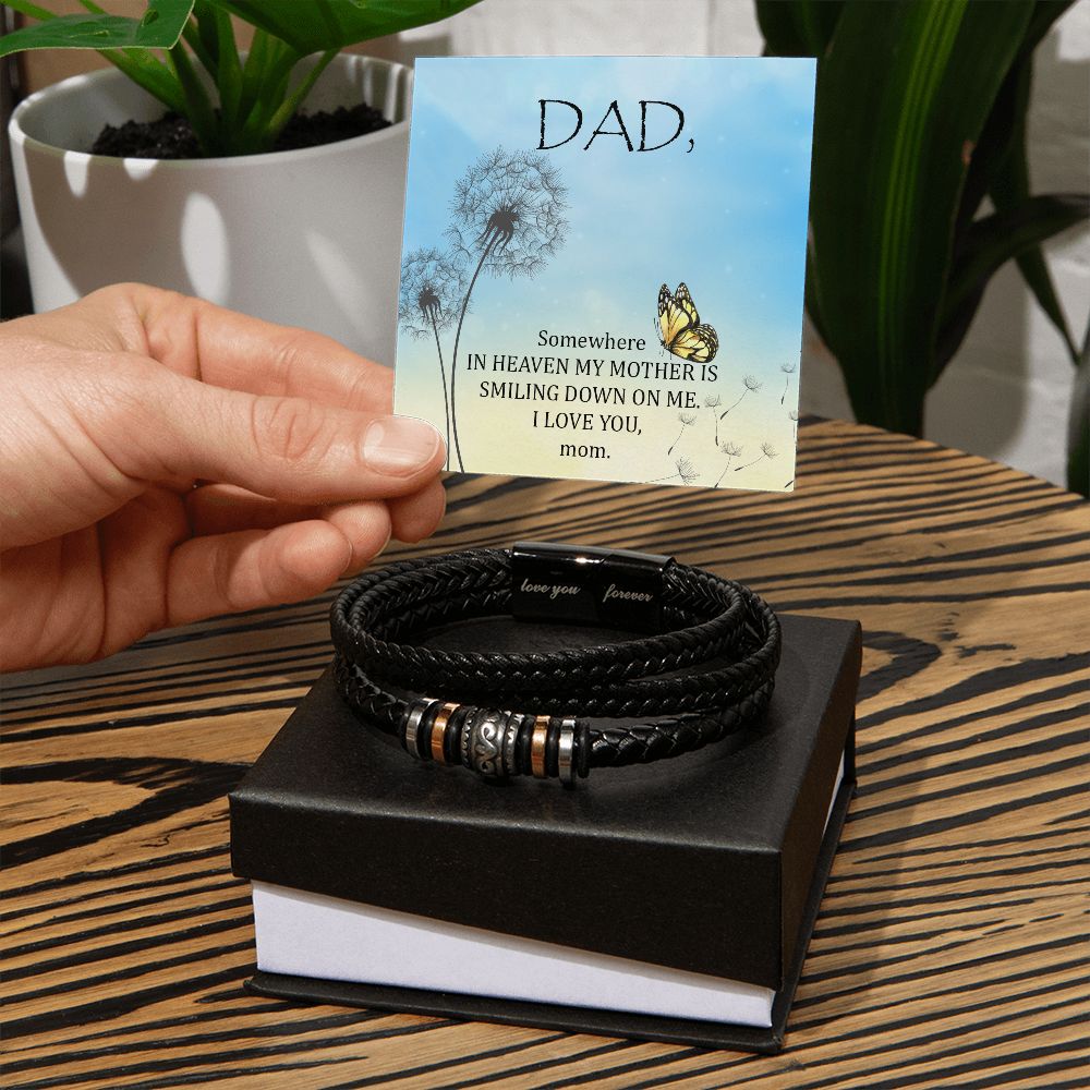 Somewhere in heaven Dad Bracelet, Father Bracelet Father's Day Gift, Christian Gift For Dad, Father Son Leather Bracelet - Serbachi