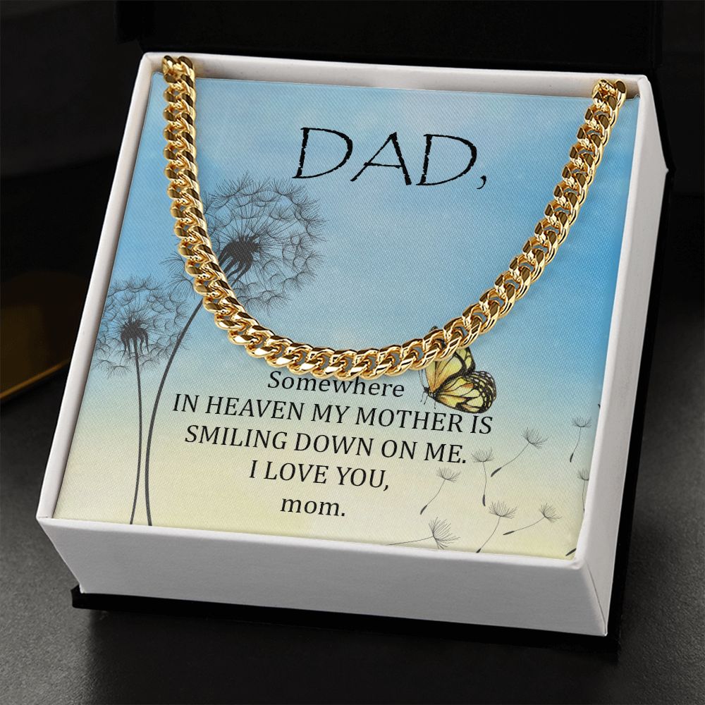 Somewhere in heaven Dad Cuban Chain Necklace, Father Necklace Father's Day Gift, Christian Gift For Dad, Father Son Necklace - Serbachi