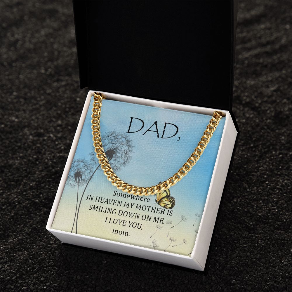 Somewhere in heaven Dad Cuban Chain Necklace, Father Necklace Father's Day Gift, Christian Gift For Dad, Father Son Necklace - Serbachi