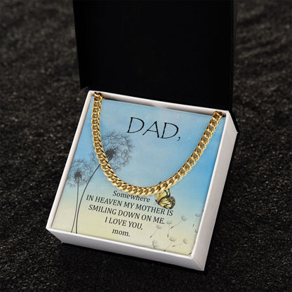 Somewhere in heaven Dad Cuban Chain Necklace, Father Necklace Father's Day Gift, Christian Gift For Dad, Father Son Necklace - Serbachi