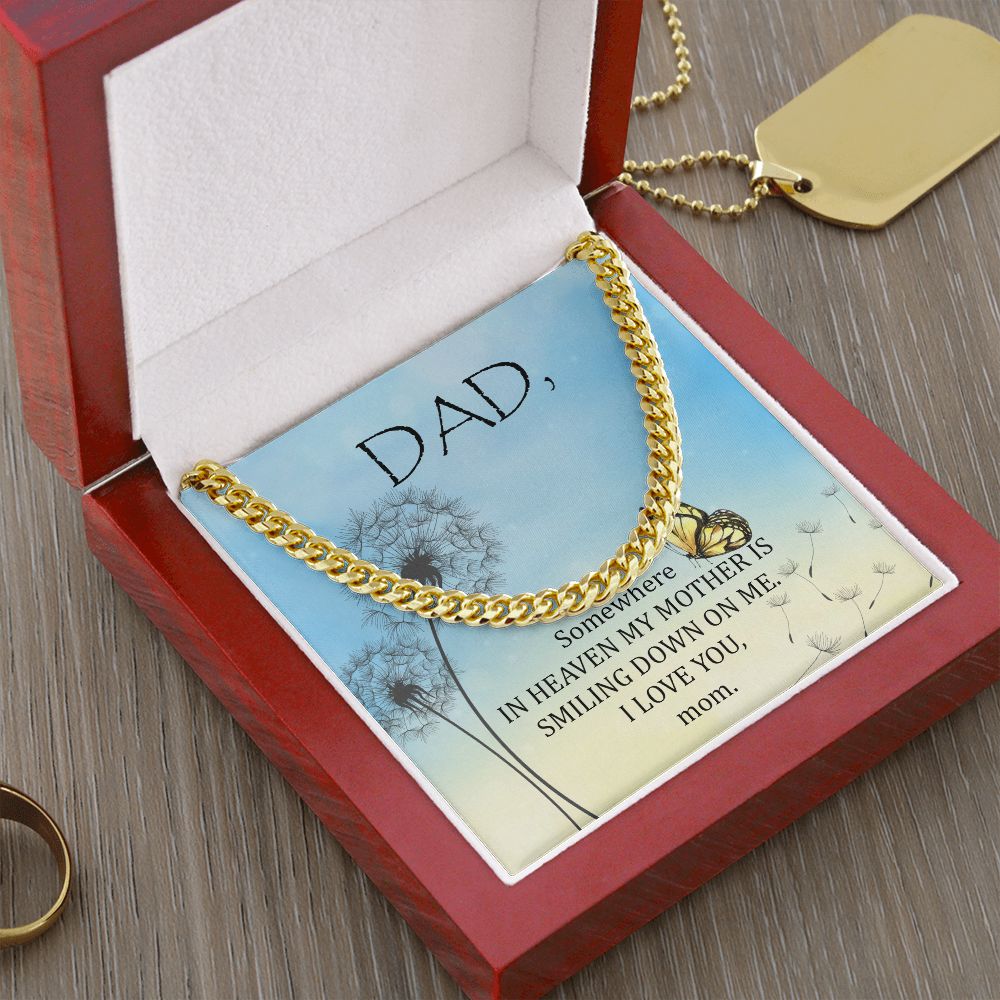 Somewhere in heaven Dad Cuban Chain Necklace, Father Necklace Father's Day Gift, Christian Gift For Dad, Father Son Necklace - Serbachi