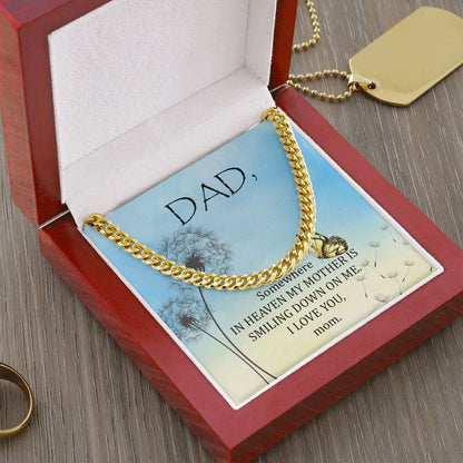 Somewhere in heaven Dad Cuban Chain Necklace, Father Necklace Father's Day Gift, Christian Gift For Dad, Father Son Necklace - Serbachi