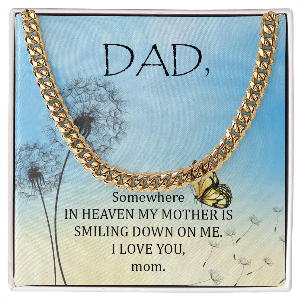 Somewhere in heaven Dad Cuban Chain Necklace, Father Necklace Father's Day Gift, Christian Gift For Dad, Father Son Necklace - Serbachi