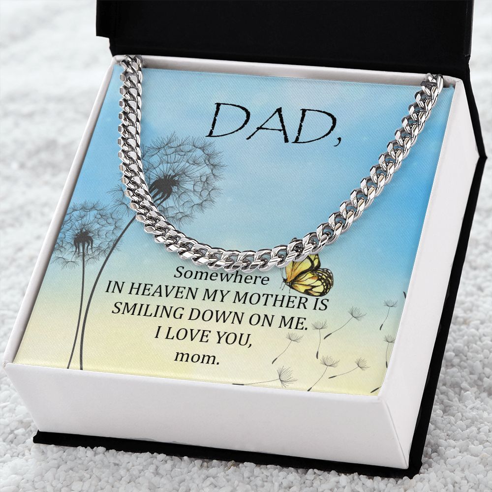 Somewhere in heaven Dad Cuban Chain Necklace, Father Necklace Father's Day Gift, Christian Gift For Dad, Father Son Necklace - Serbachi