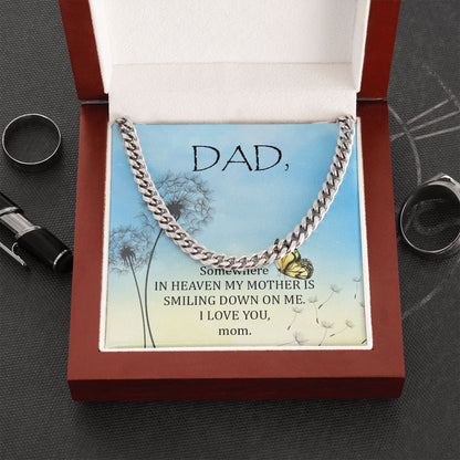 Somewhere in heaven Dad Cuban Chain Necklace, Father Necklace Father's Day Gift, Christian Gift For Dad, Father Son Necklace - Serbachi