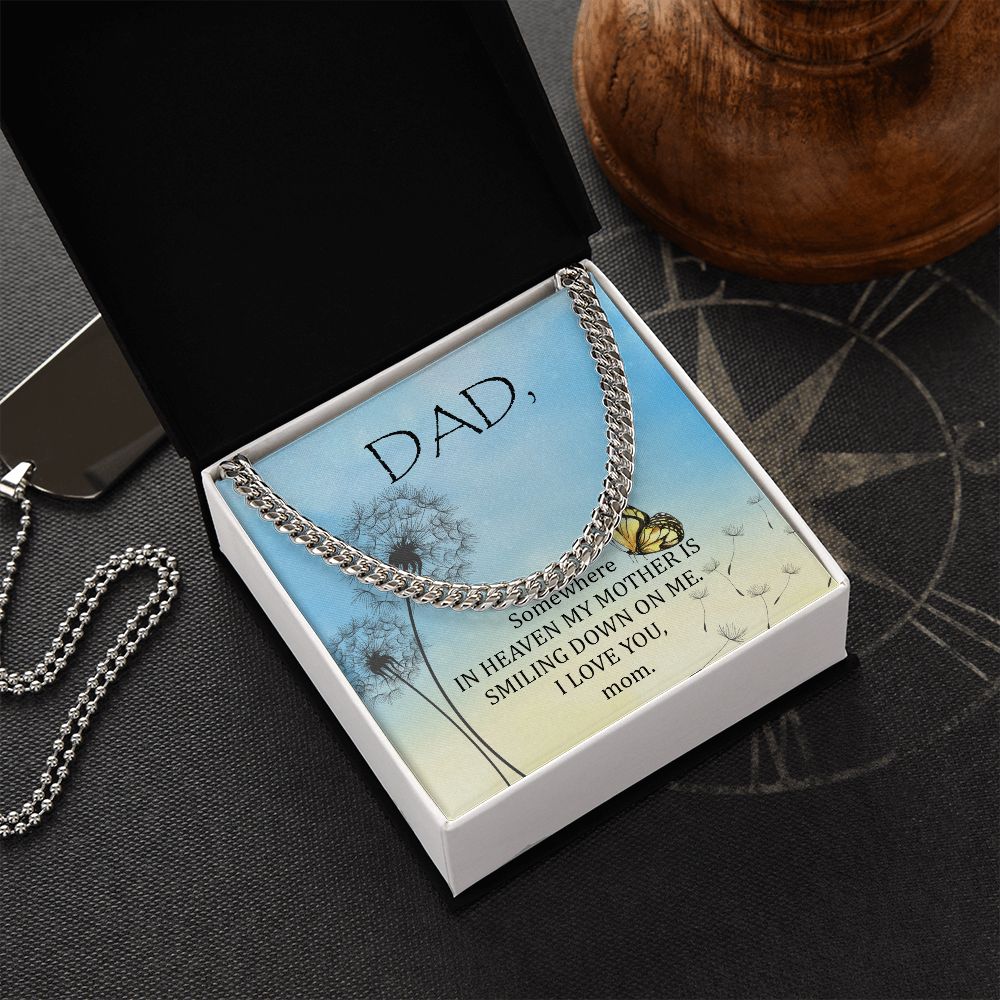 Somewhere in heaven Dad Cuban Chain Necklace, Father Necklace Father's Day Gift, Christian Gift For Dad, Father Son Necklace - Serbachi