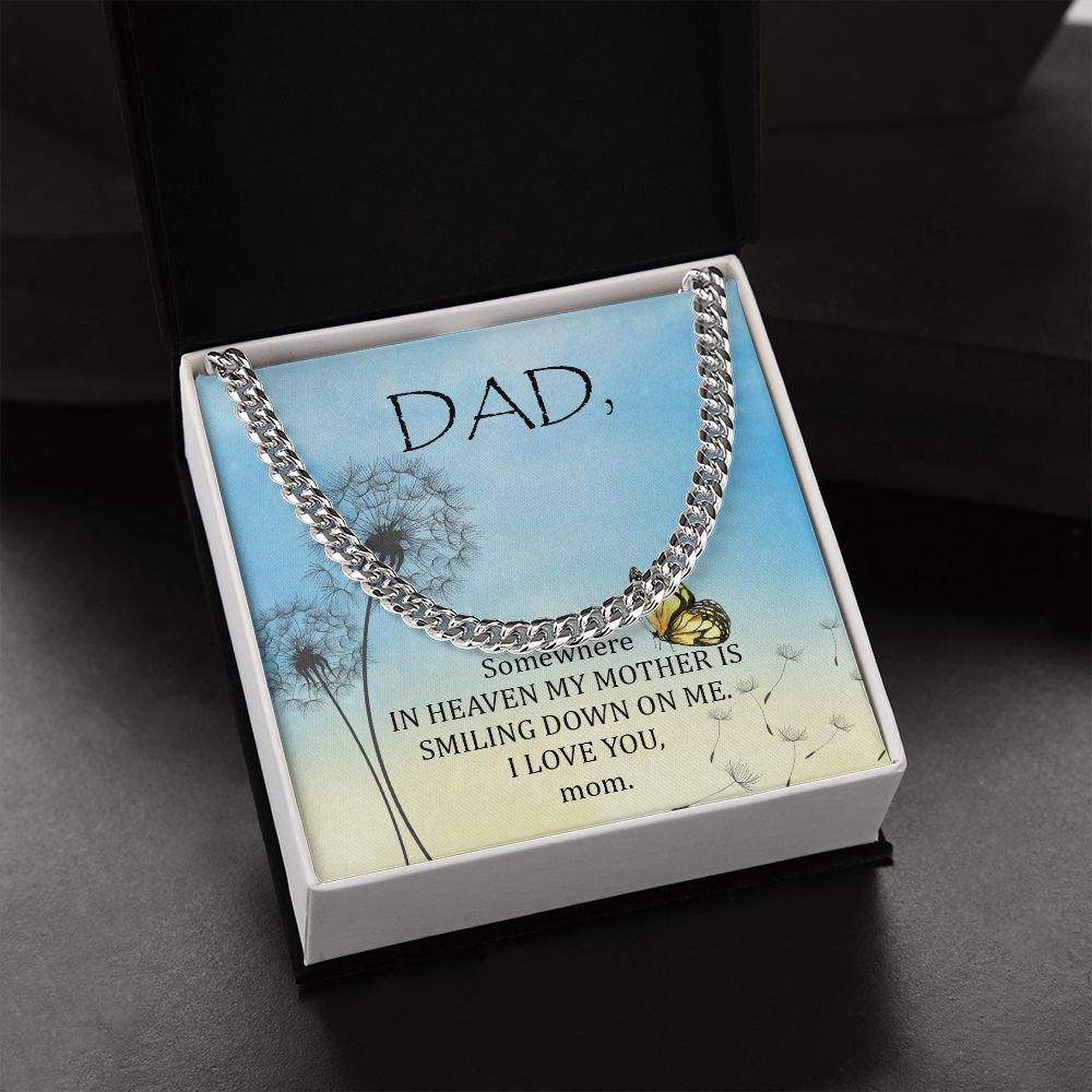 Somewhere in heaven Dad Cuban Chain Necklace, Father Necklace Father's Day Gift, Christian Gift For Dad, Father Son Necklace - Serbachi