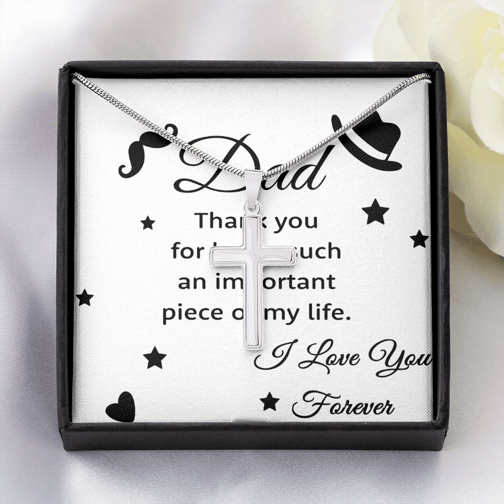 Thank you Dad Cross Necklace, Father Cross Necklace Father's Day Gift, Christian Gift For Dad, Father Son Cross Necklace - Serbachi