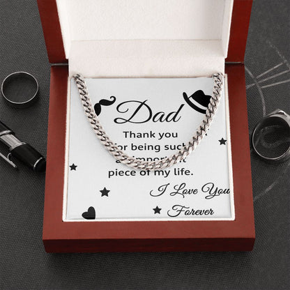 Thank you Dad Cuban Chain Necklace, Father Necklace Father's Day Gift, Christian Gift For Dad, Father Son Necklace - Serbachi