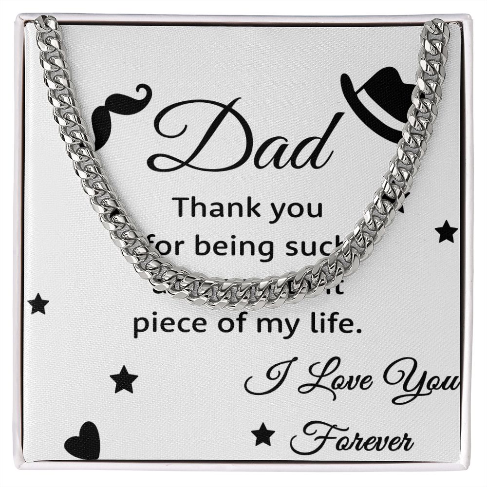 Thank you Dad Cuban Chain Necklace, Father Necklace Father's Day Gift, Christian Gift For Dad, Father Son Necklace - Serbachi