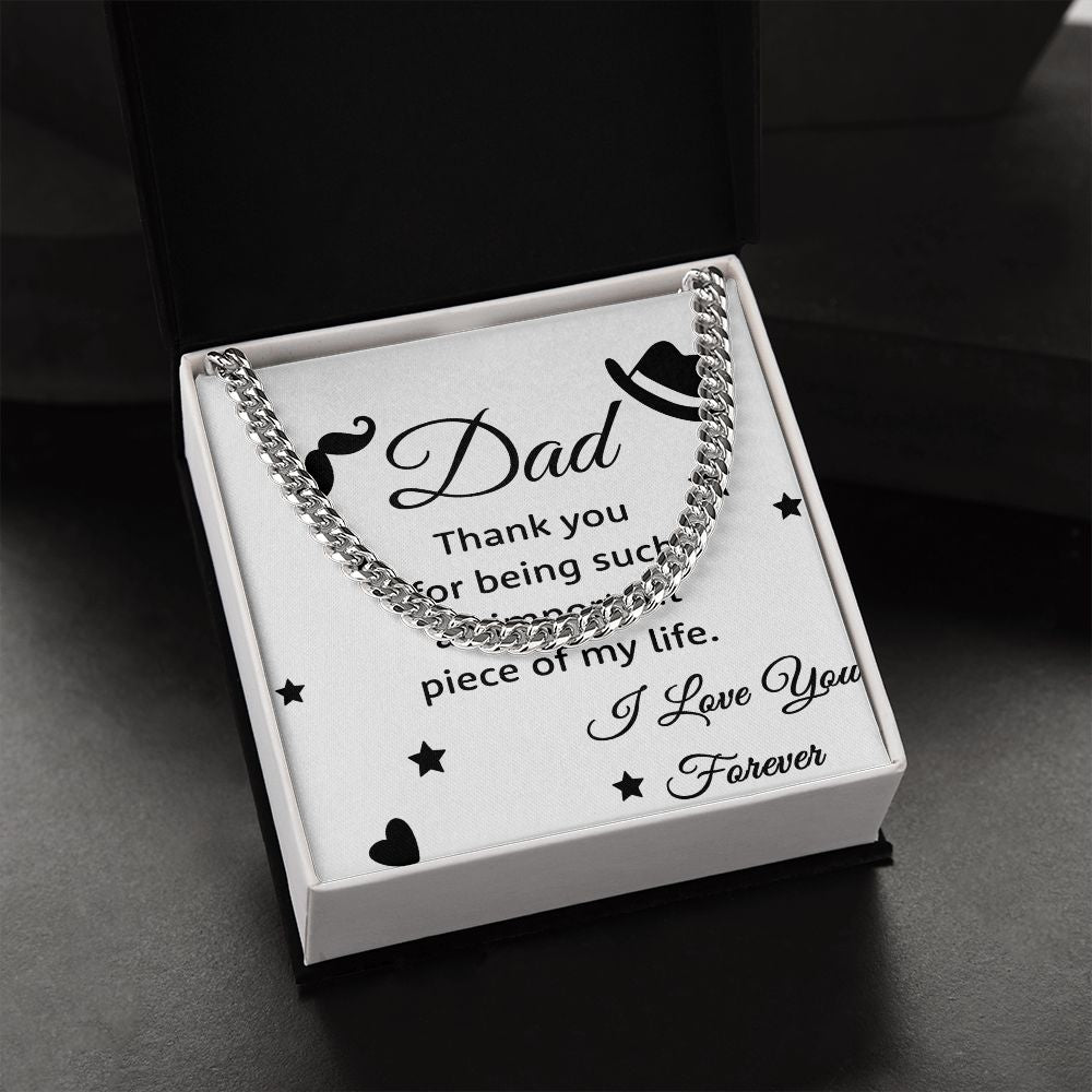 Thank you Dad Cuban Chain Necklace, Father Necklace Father's Day Gift, Christian Gift For Dad, Father Son Necklace - Serbachi