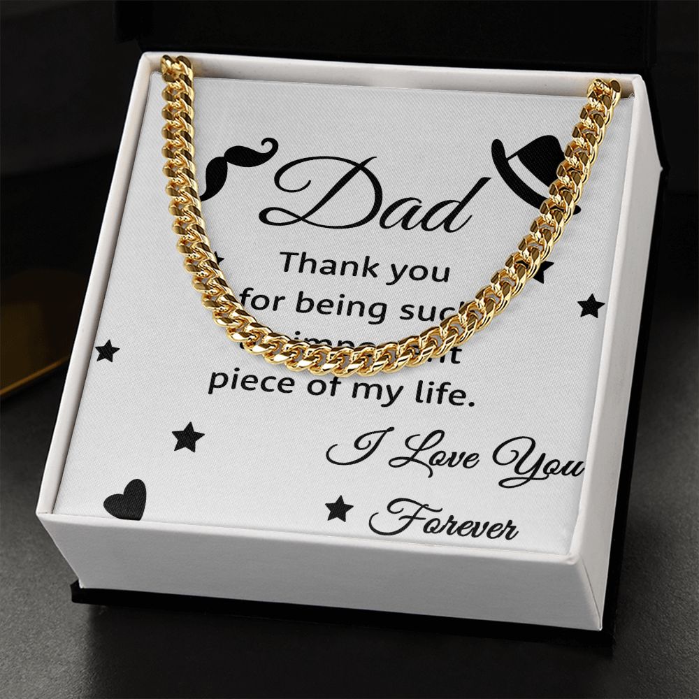 Thank you Dad Cuban Chain Necklace, Father Necklace Father's Day Gift, Christian Gift For Dad, Father Son Necklace - Serbachi