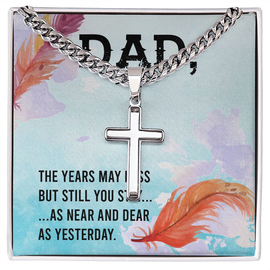 The years may pass Personalized Dad Cross Necklace, Father Necklace Father's Day Gift, Christian Gift For Dad, Father Son Necklace - Serbachi