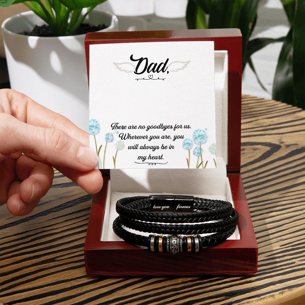 There are no goodbyes Dad Bracelet, Father Bracelet Father's Day Gift, Christian Gift For Dad, Father Son Leather Bracelet - Serbachi