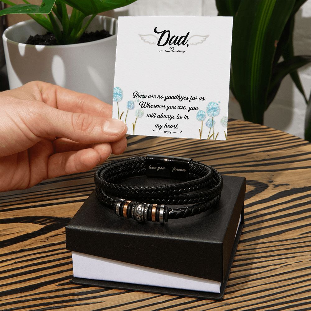 There are no goodbyes Dad Bracelet, Father Bracelet Father's Day Gift, Christian Gift For Dad, Father Son Leather Bracelet - Serbachi