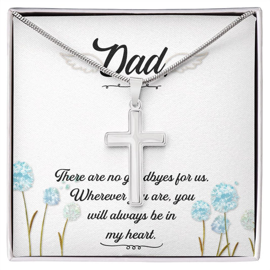 There are no goodbyes Dad Cross Necklace, Father Cross Necklace Father's Day Gift, Christian Gift For Dad, Father Son Cross Necklace - Serbachi