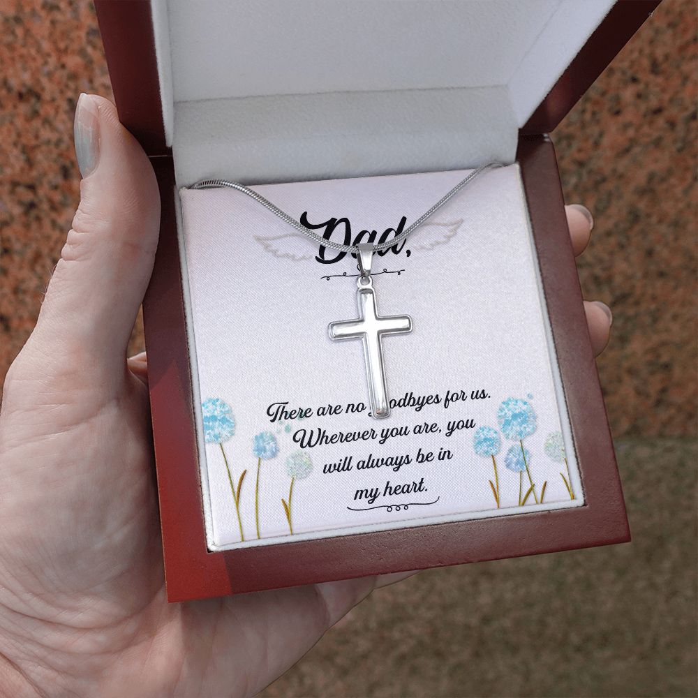 There are no goodbyes Dad Cross Necklace, Father Cross Necklace Father's Day Gift, Christian Gift For Dad, Father Son Cross Necklace - Serbachi