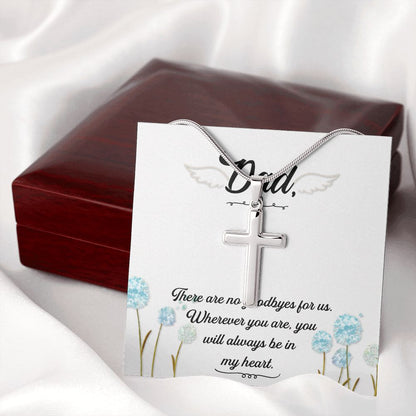 There are no goodbyes Dad Cross Necklace, Father Cross Necklace Father's Day Gift, Christian Gift For Dad, Father Son Cross Necklace - Serbachi