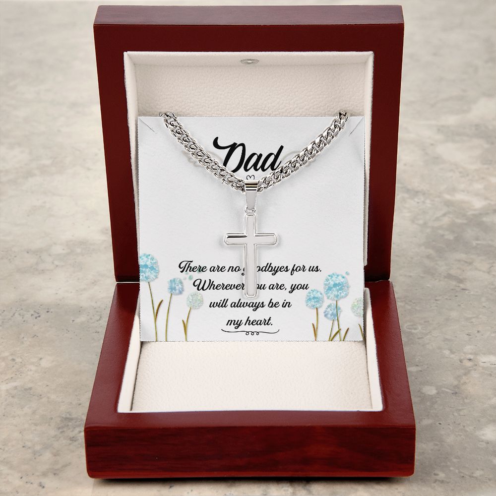 There are no goodbyes Dad Cross Necklace, Father Necklace Father's Day Gift, Christian Gift For Dad, Father Son Cross Necklace - Serbachi