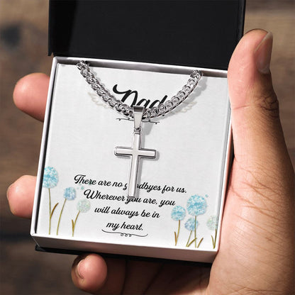 There are no goodbyes Dad Cross Necklace, Father Necklace Father's Day Gift, Christian Gift For Dad, Father Son Cross Necklace - Serbachi