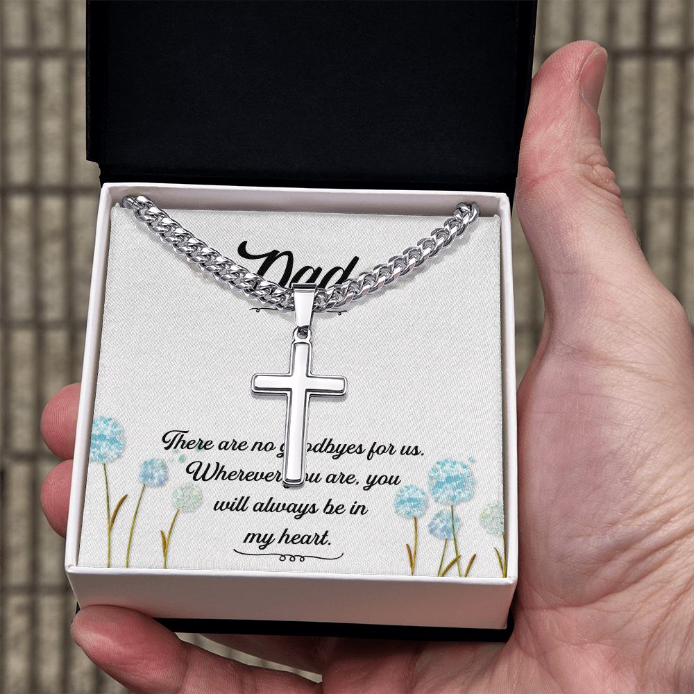 There are no goodbyes Dad Cross Necklace, Father Necklace Father's Day Gift, Christian Gift For Dad, Father Son Cross Necklace - Serbachi