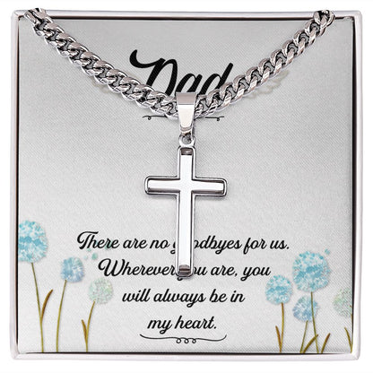 There are no goodbyes Dad Cross Necklace, Father Necklace Father's Day Gift, Christian Gift For Dad, Father Son Cross Necklace - Serbachi