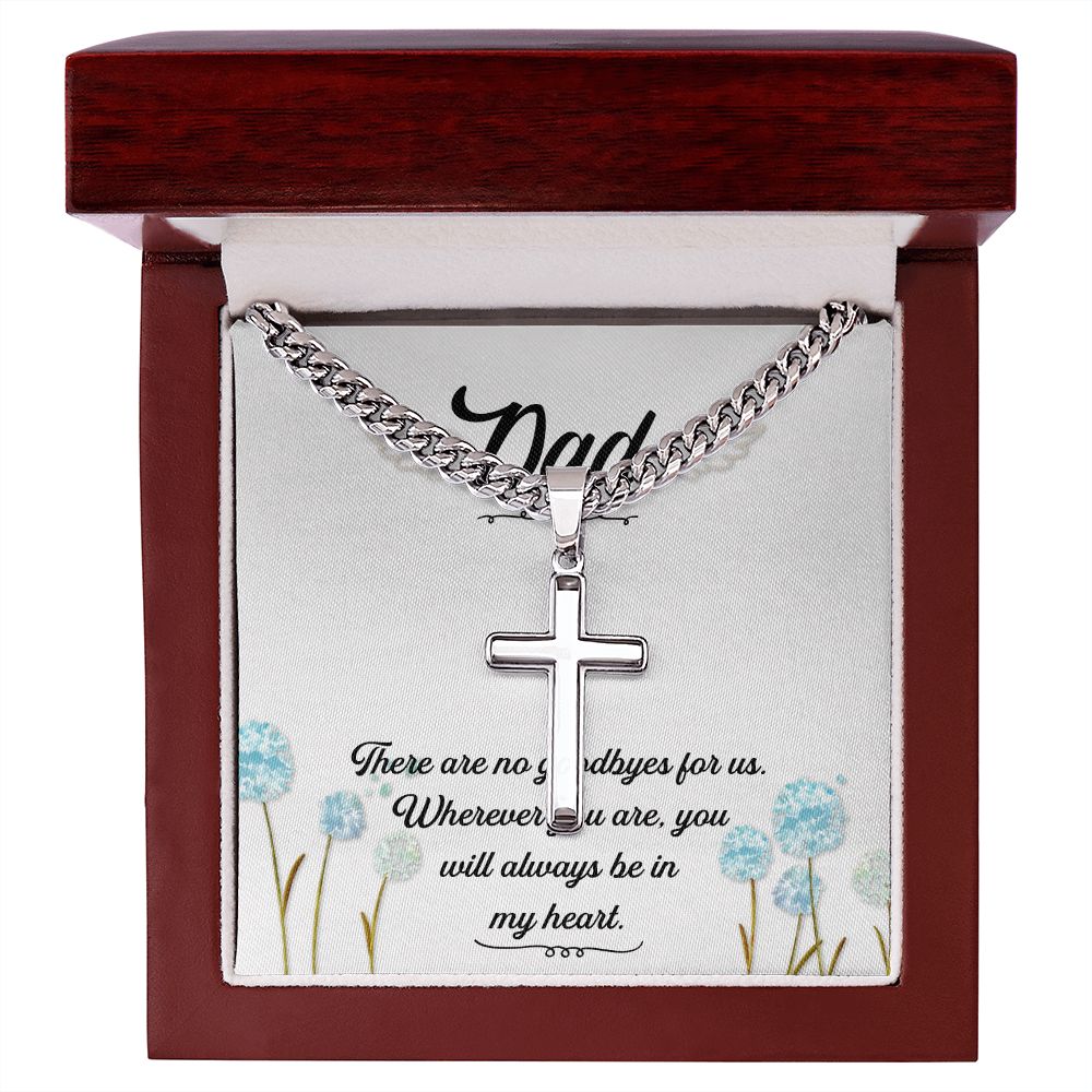 There are no goodbyes Dad Cross Necklace, Father Necklace Father's Day Gift, Christian Gift For Dad, Father Son Cross Necklace - Serbachi