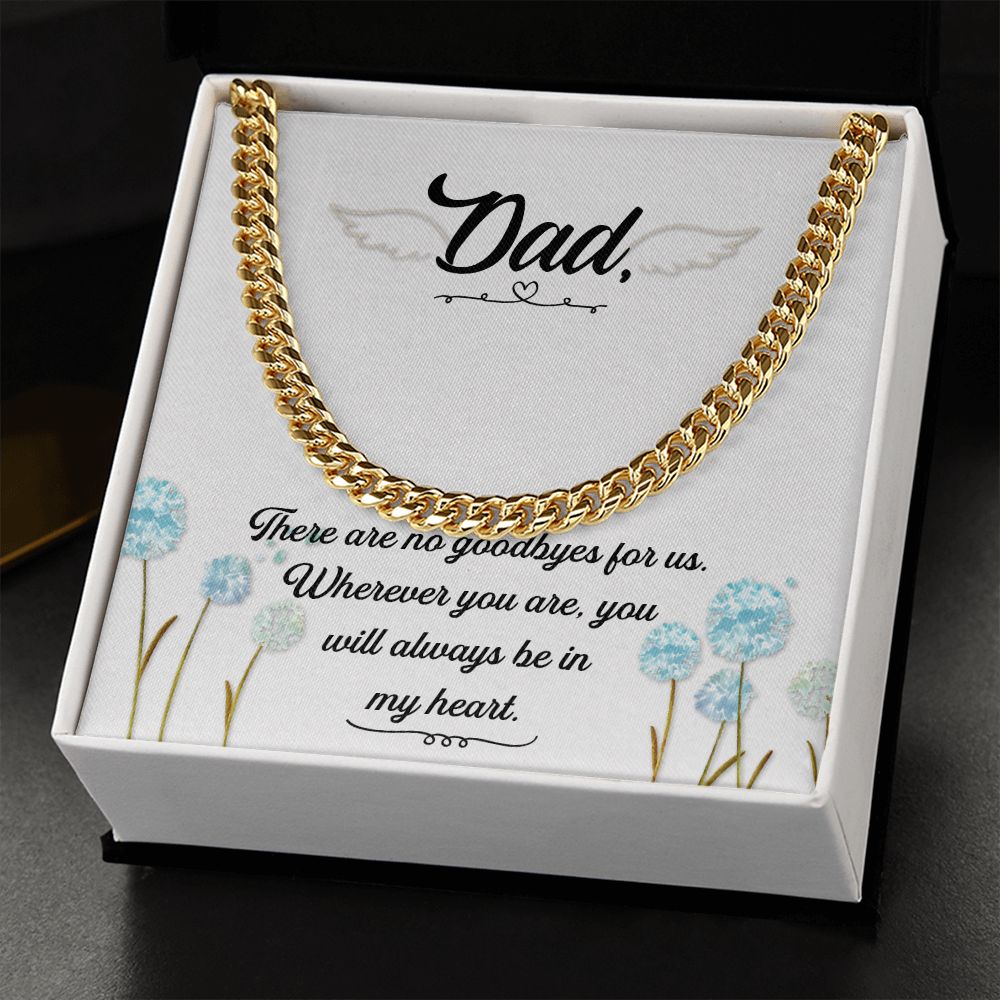 There are no goodbyes Dad Cuban Chain Necklace, Father Necklace Father's Day Gift, Christian Gift For Dad, Father Son Necklace - Serbachi