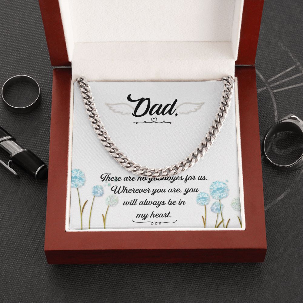 There are no goodbyes Dad Cuban Chain Necklace, Father Necklace Father's Day Gift, Christian Gift For Dad, Father Son Necklace - Serbachi