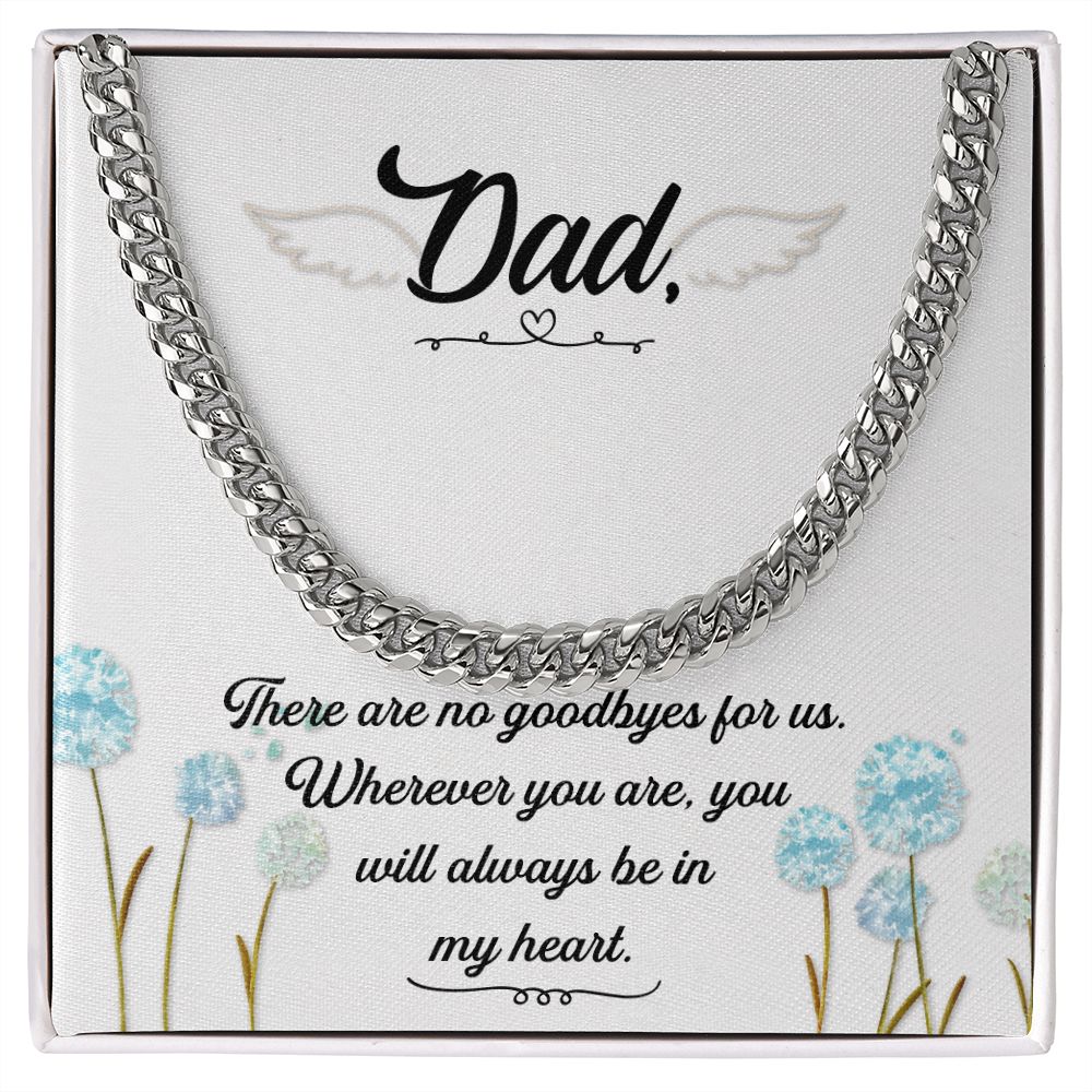 There are no goodbyes Dad Cuban Chain Necklace, Father Necklace Father's Day Gift, Christian Gift For Dad, Father Son Necklace - Serbachi