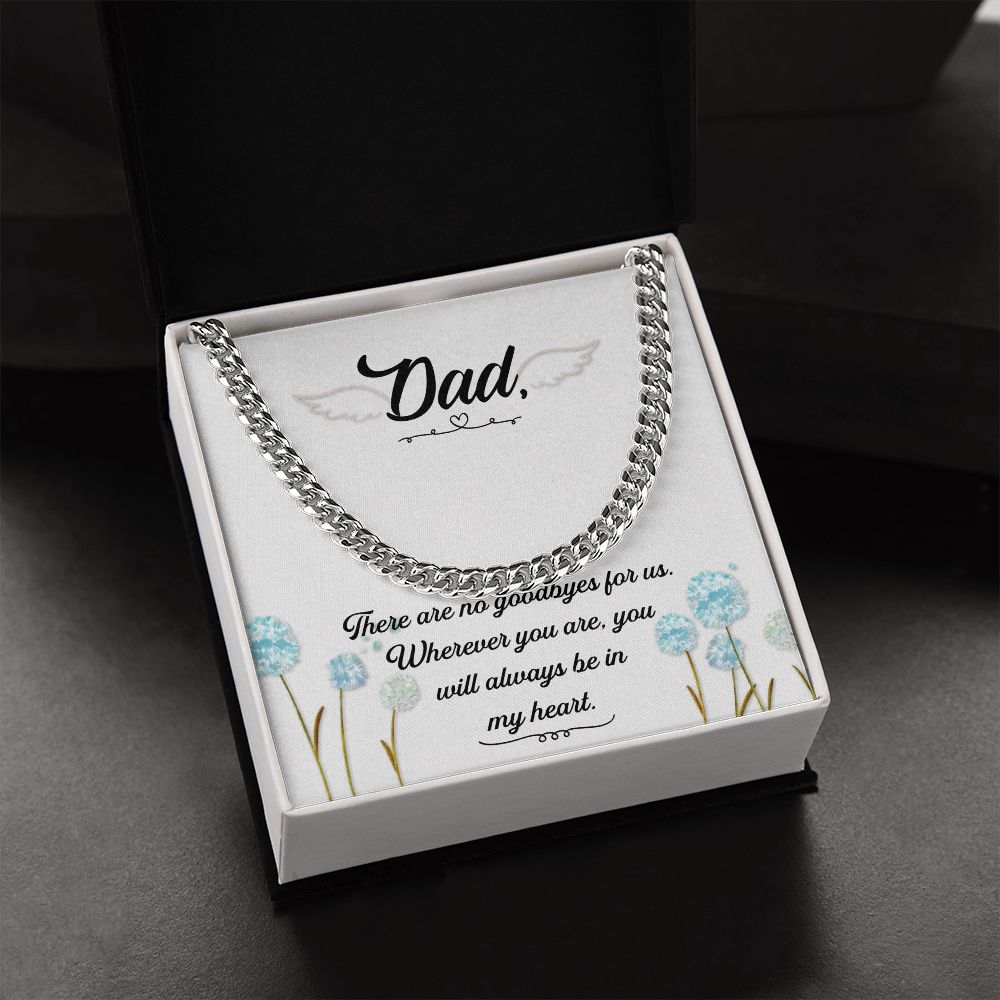 There are no goodbyes Dad Cuban Chain Necklace, Father Necklace Father's Day Gift, Christian Gift For Dad, Father Son Necklace - Serbachi